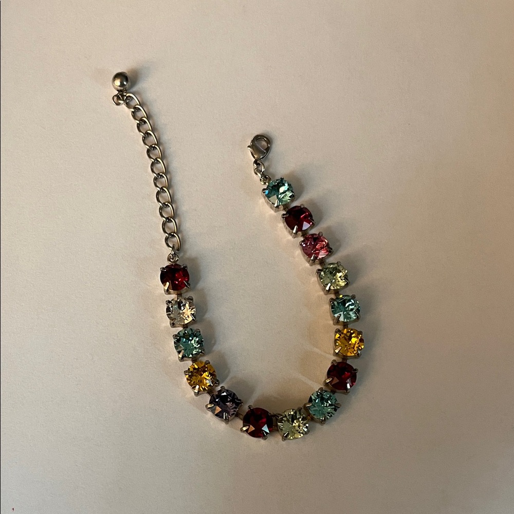 Multicolor Glass Crystal Tennis Bracelet